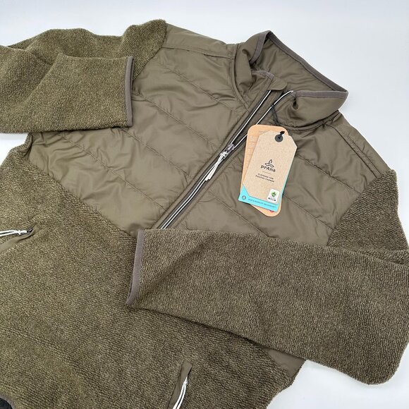 prAna Men's IncrediWool 1/2 Zip Wooly Bird‎ Fleece Jacket Size S Slate Green